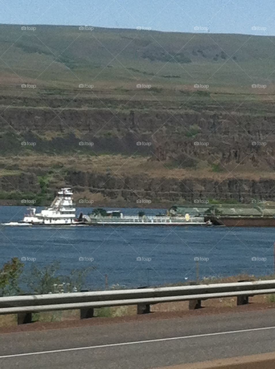 barge going up Columbia River