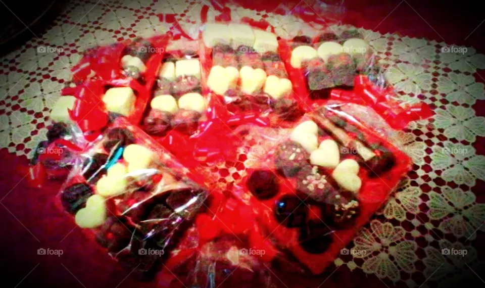 Homemade Valentine's black and white chocolate