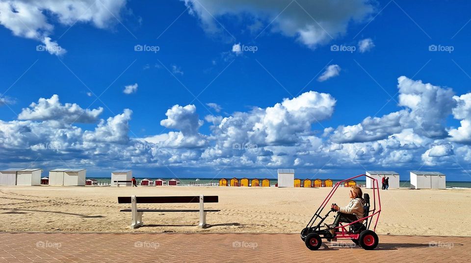 the promenade of De Panne on a late summer day. Belgian coast.