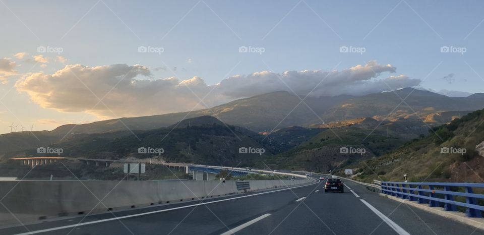 Highway between mountains