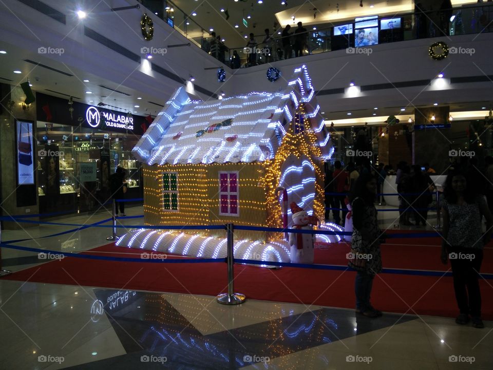 christmas house in a mall