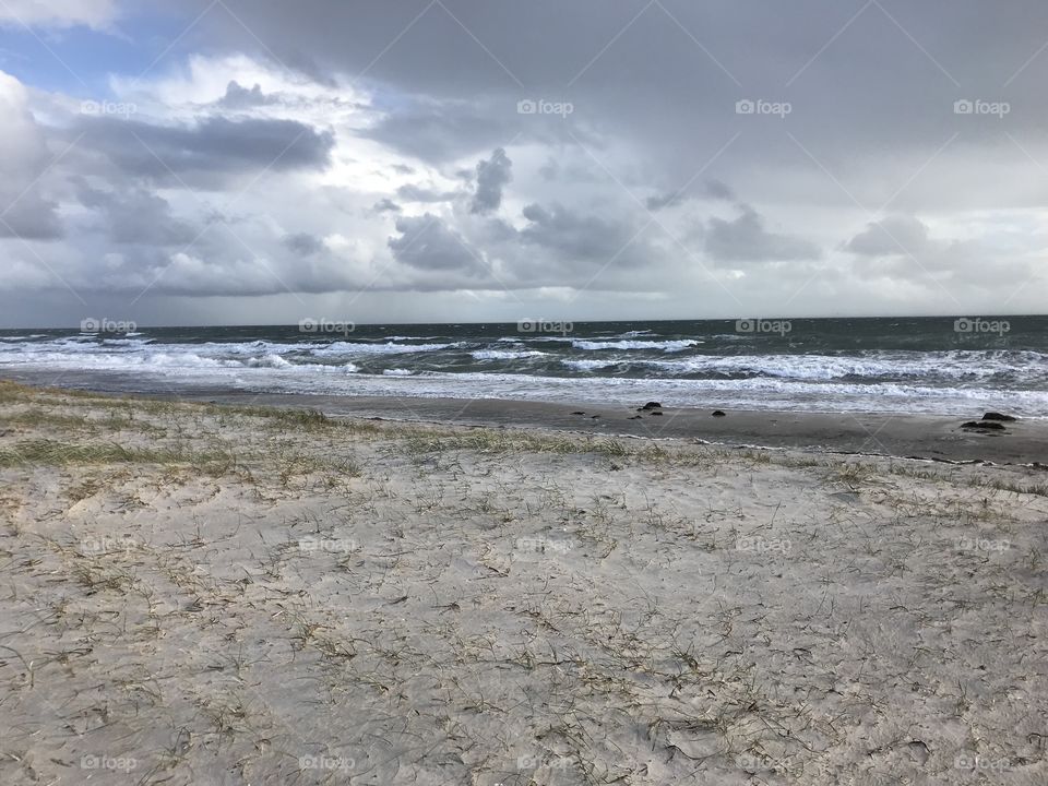 The beachfront on a chilly and stormy day
