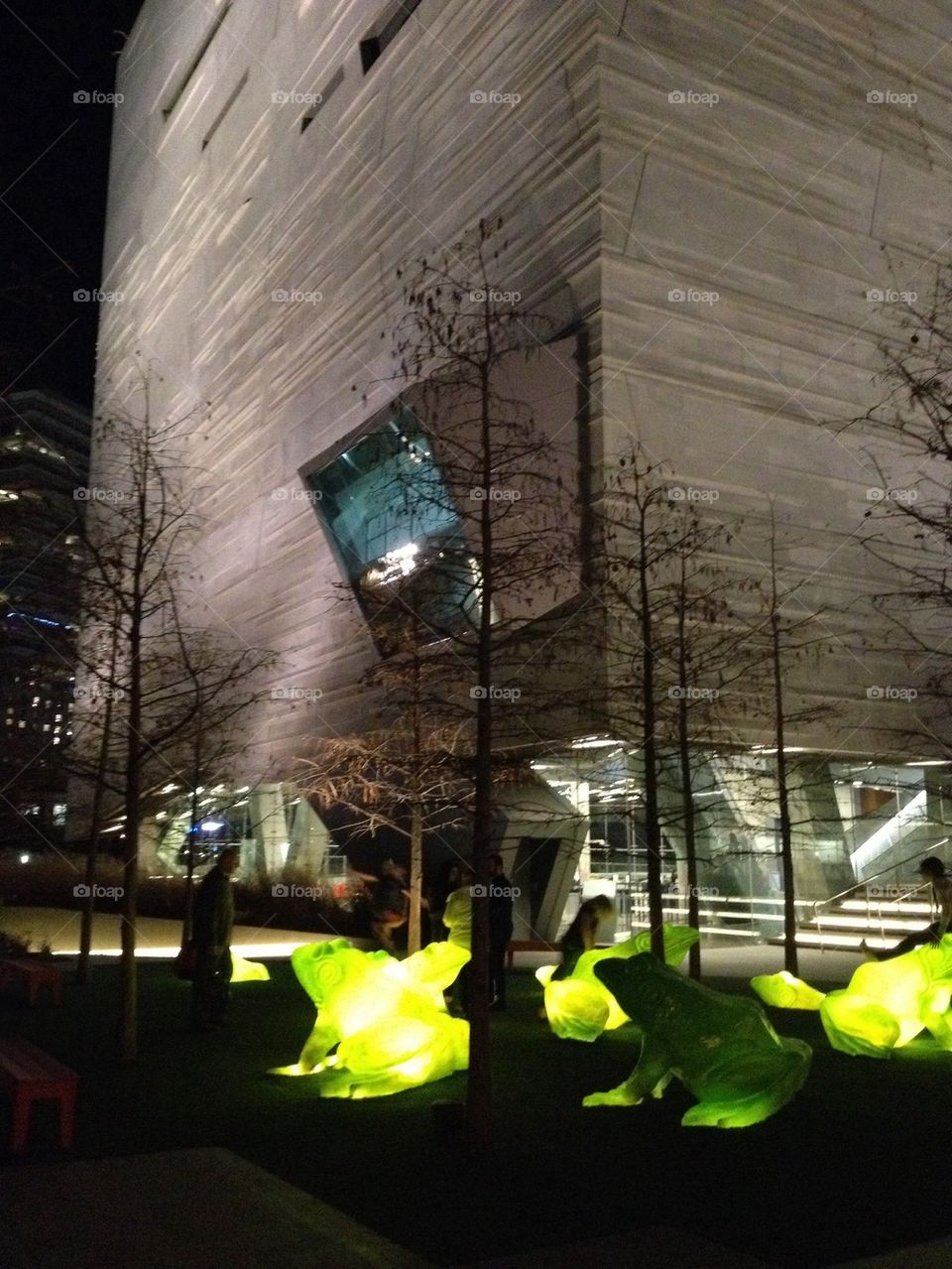 Perot science Museum at night