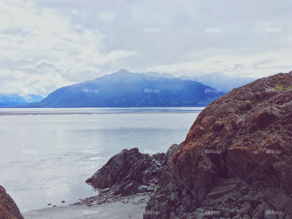 Fog sets in on an Alaskan bay. 