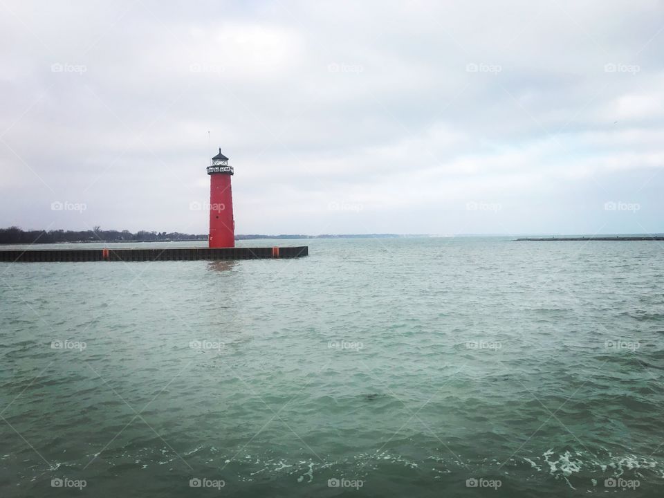 Lighthouse on Lake Michigan in Kenosha, Wisconsin.