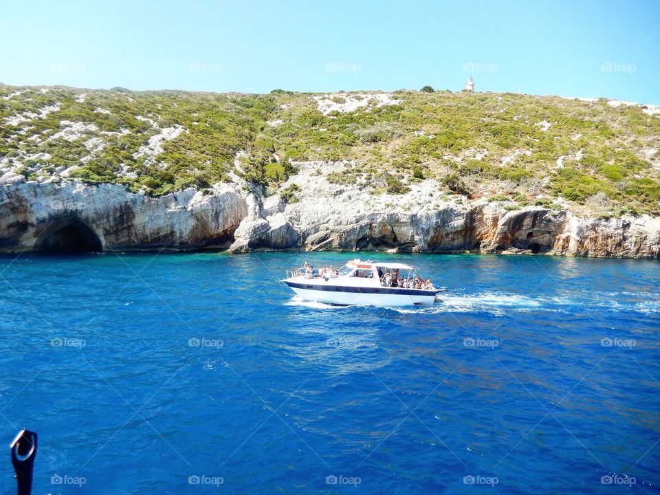 boat near zakynthos blue caves
