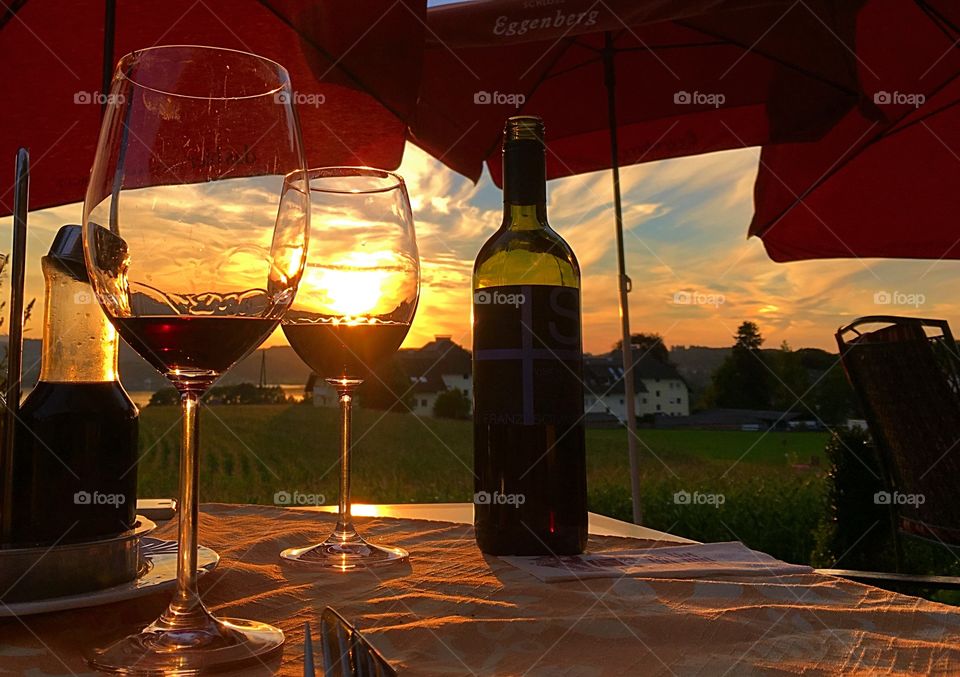 wine in the sunset