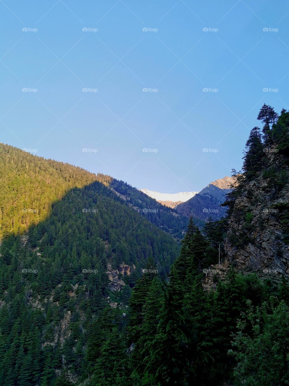 Morning hiking in mountains