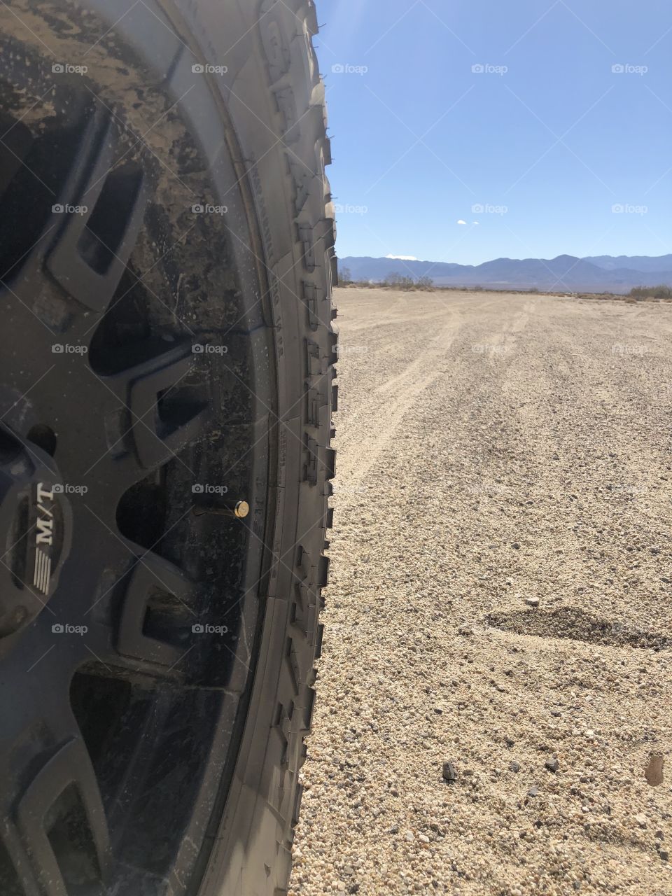 Jeep tire in the desert