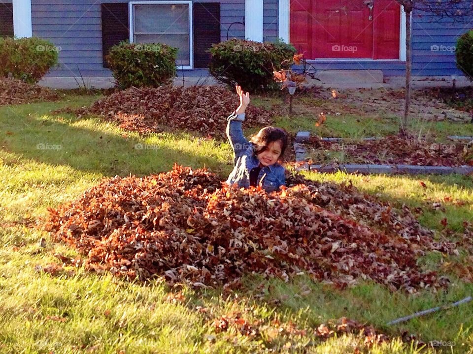 Playing in the leaves