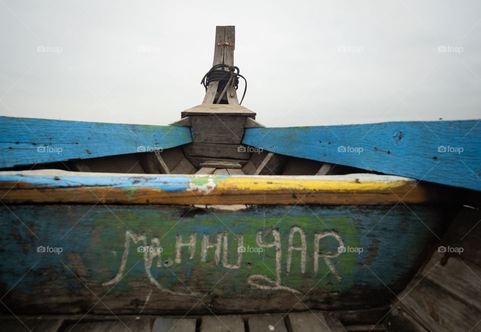 Colorful local life , Boats at U bien , the longest wooden bridge in Mandalay Myanmar