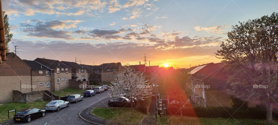 Evening sky as the sun is setting