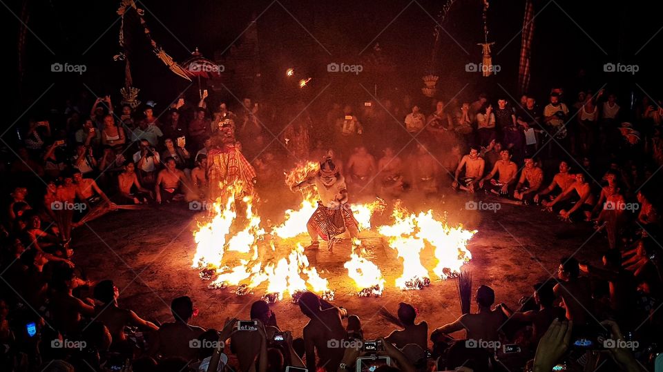 sunset cecak dance, uluwatu, bali, indonesia
