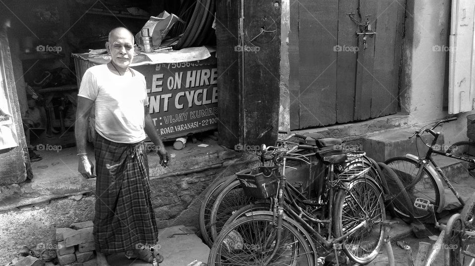 Coolest chap in the ghats region of Varanasi, who gave  me the best deals on rental bikes.
