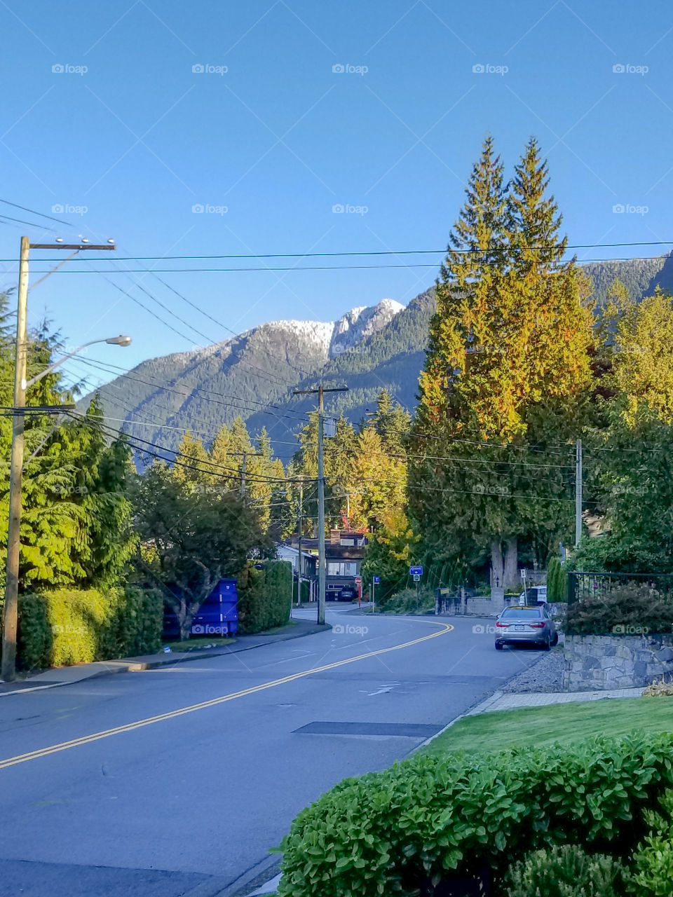 Beautiful morning in North Vancouver looking up at Mt Grouse.