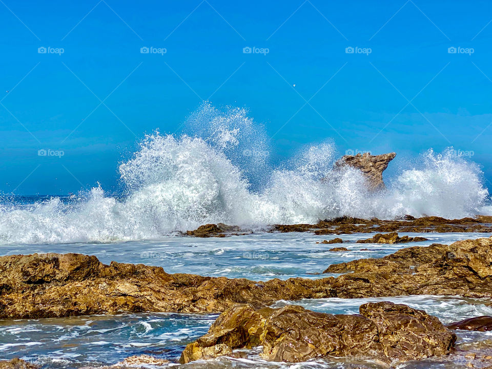 Foap Mission Waterscapes! Southern California Coastal Waterscape, Massive Waves Crashing Over Rock Formation!