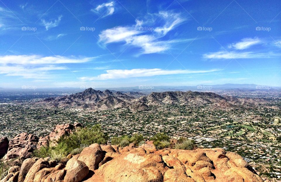 Scenic view of mountain range against sky