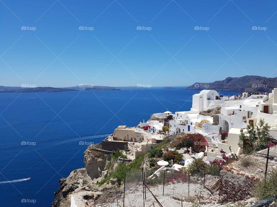 Blue and White Santorini. Fresh and free with dreamy Sea