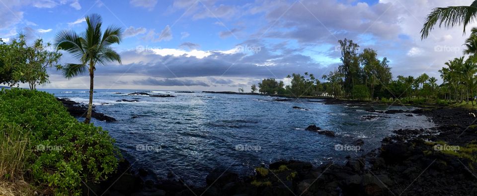 Panoramic image at Richardson Ocean Park in Hilo