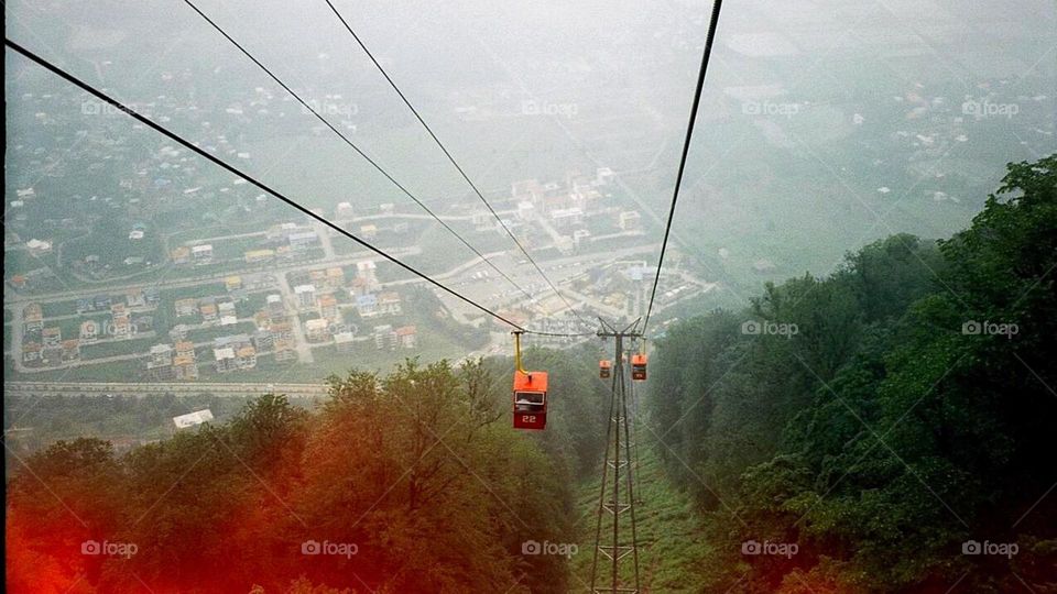 Inside cable car  