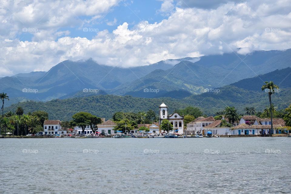 Land in sight! Arriving in Paraty RJ Brazil by sea.