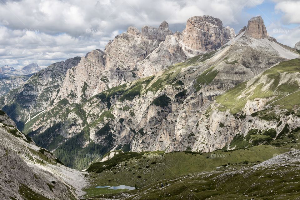 Hiking in the beautiful Dolomites mountains Italy 