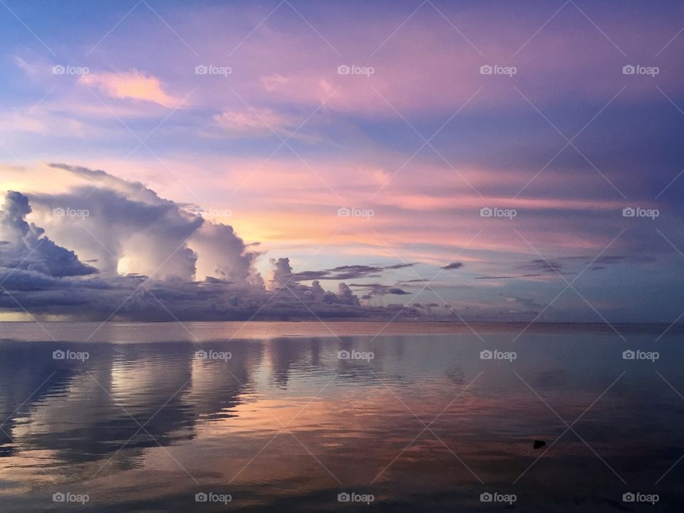Reflection of dramatic sky during sunset