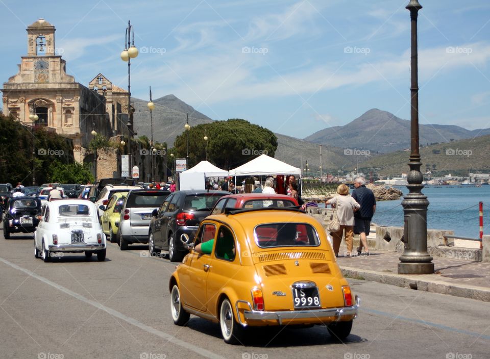 Fiat 500 cars during a local classic cars gathering