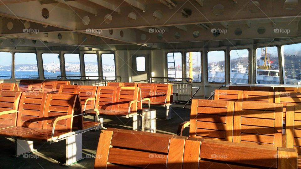 Ferry seats bathed in sunlight ☀️⛴️ Sunny day ☀️😎