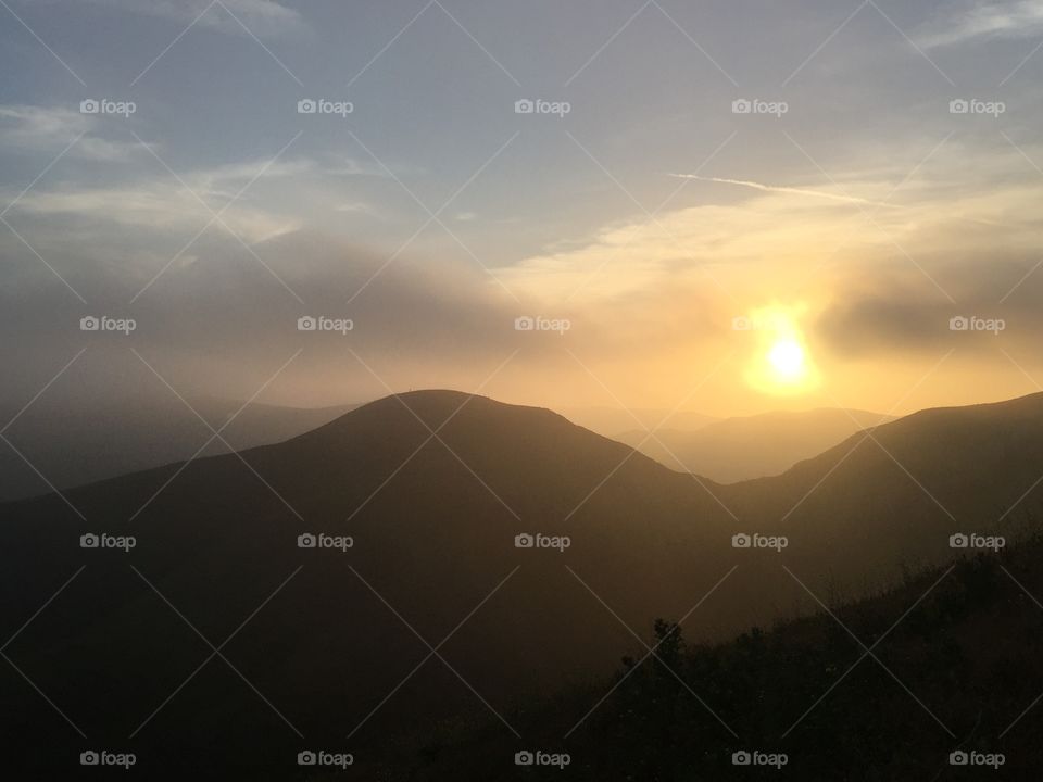 Misty Ventura California sunset hillside