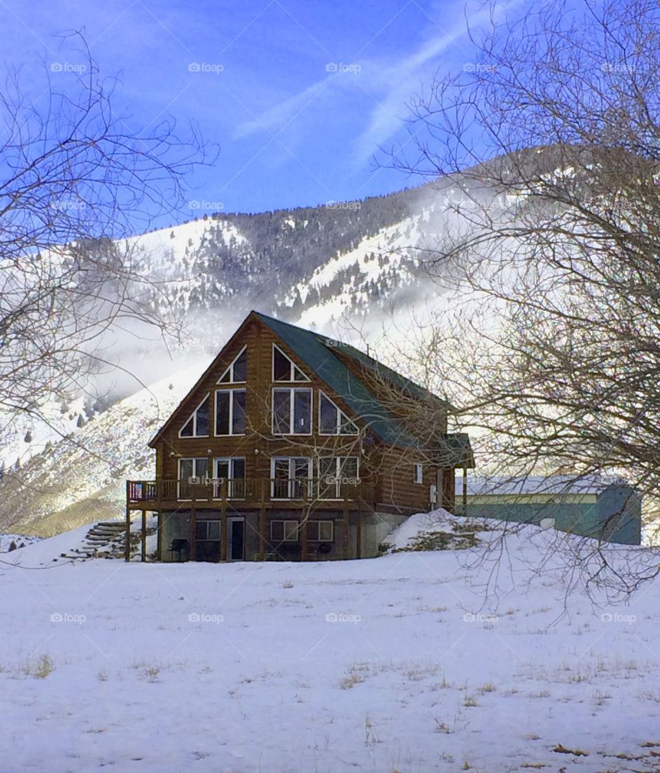 Cabin in Idaho Winter. My parent's cabin near Stanley, Idaho.