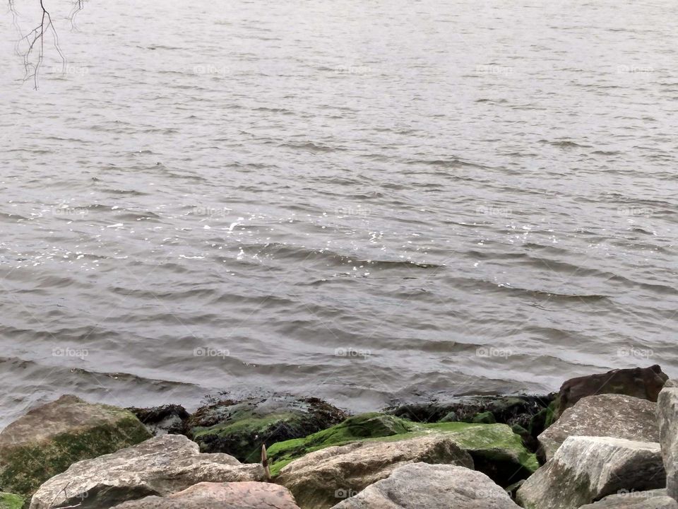 Water crashing on rocks