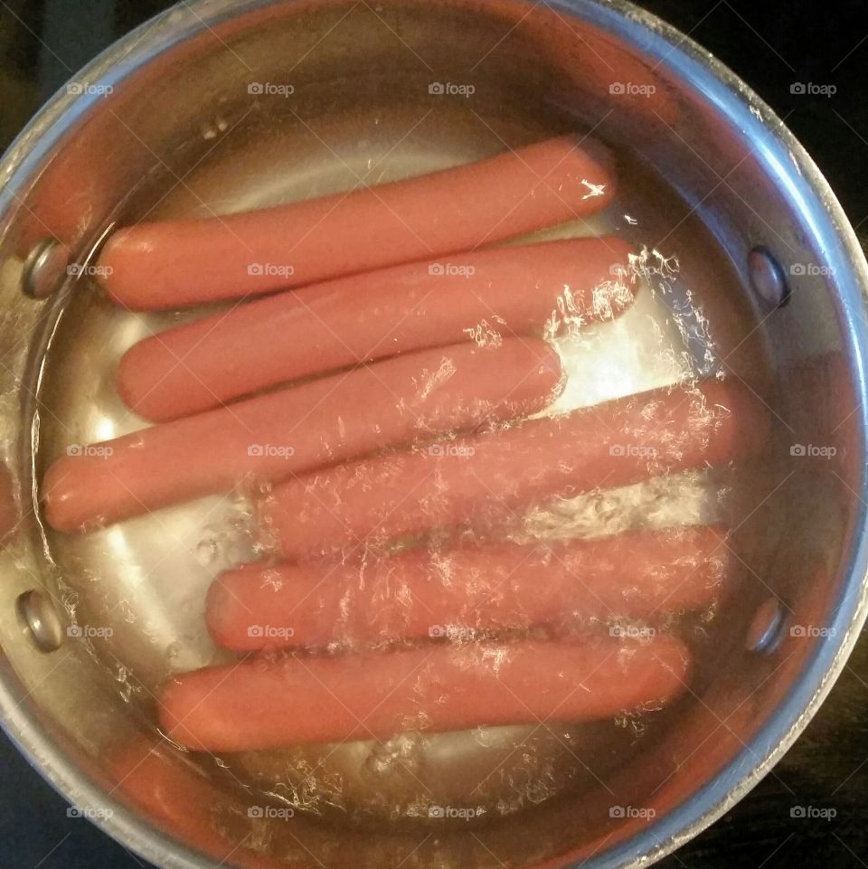 boiling hot dog wieners