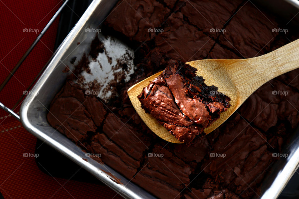 freshly baked chocolate brownies