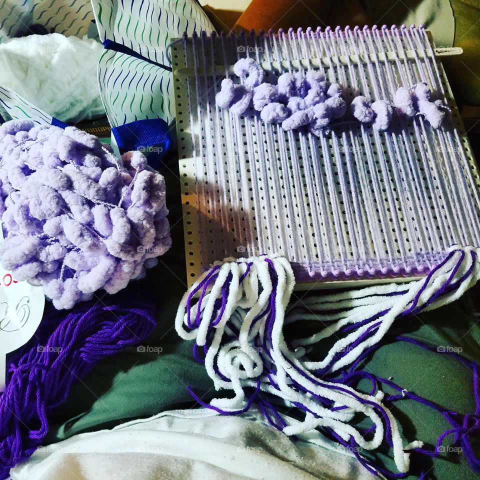 Weaving in Purple on My Loom