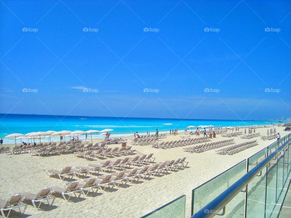 Cancun Beach. Beach view from the old Cancun Palace Hotel, today is Hard Rock Hotel