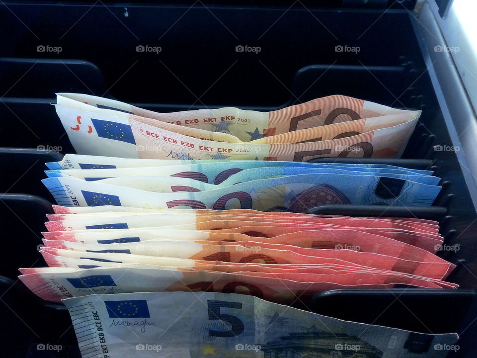 Money - Cash register - European currency - Euros