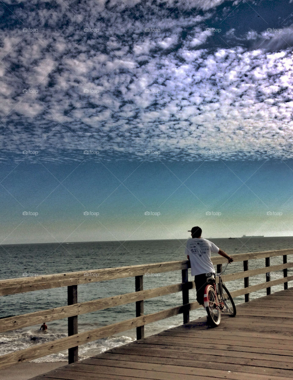 beach ocean sky bicycle by analia