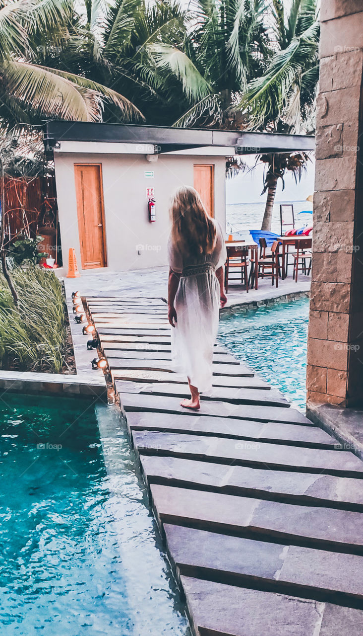 Enjoying the pool walkway at Alea Tulum