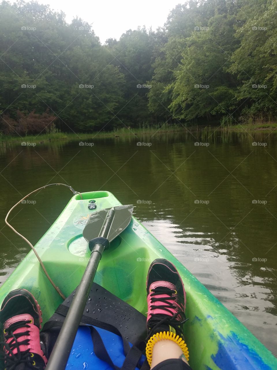 enjoying my green kayak