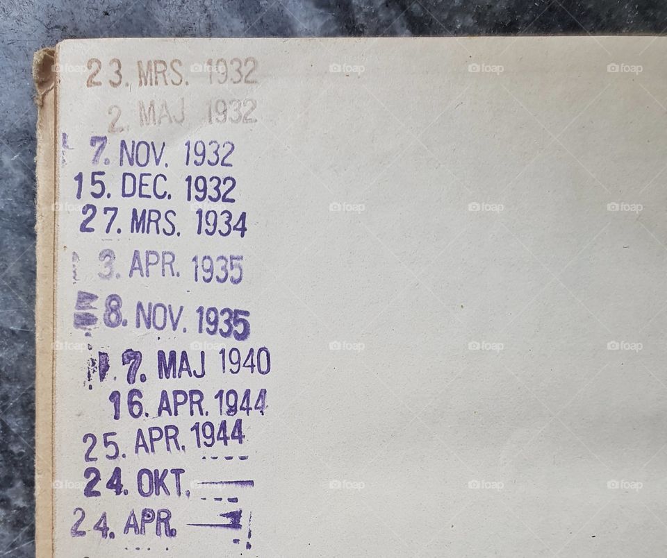 Library due dates from the 1930s and 1940s