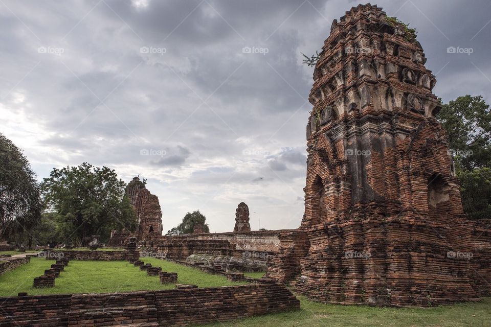 Temple on a rainy day