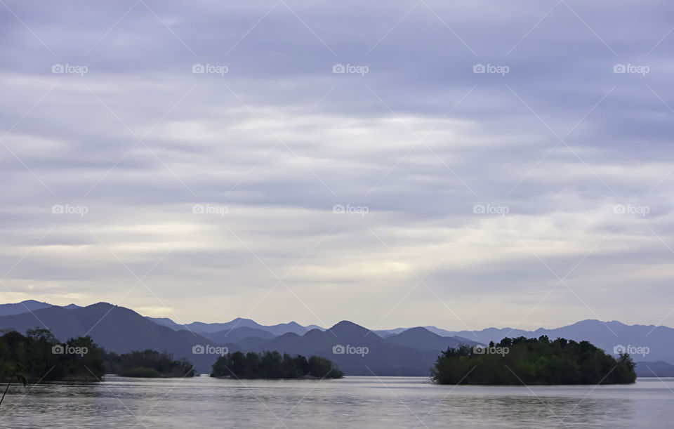 The beauty of the sky and the water at Kaeng Krachan Dam ,Phetchaburi in Thailand.