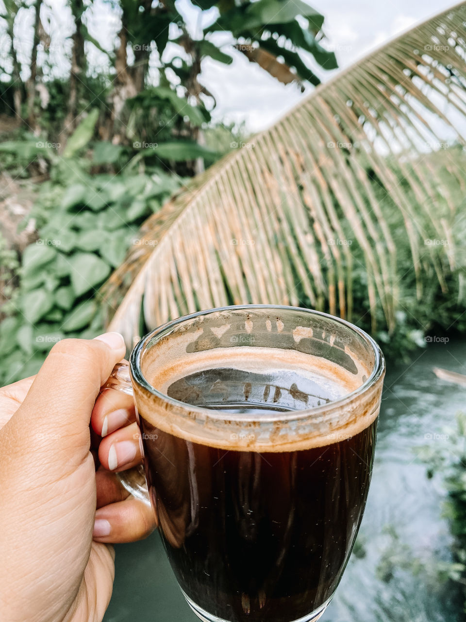 Coffee with a jungle and river view 