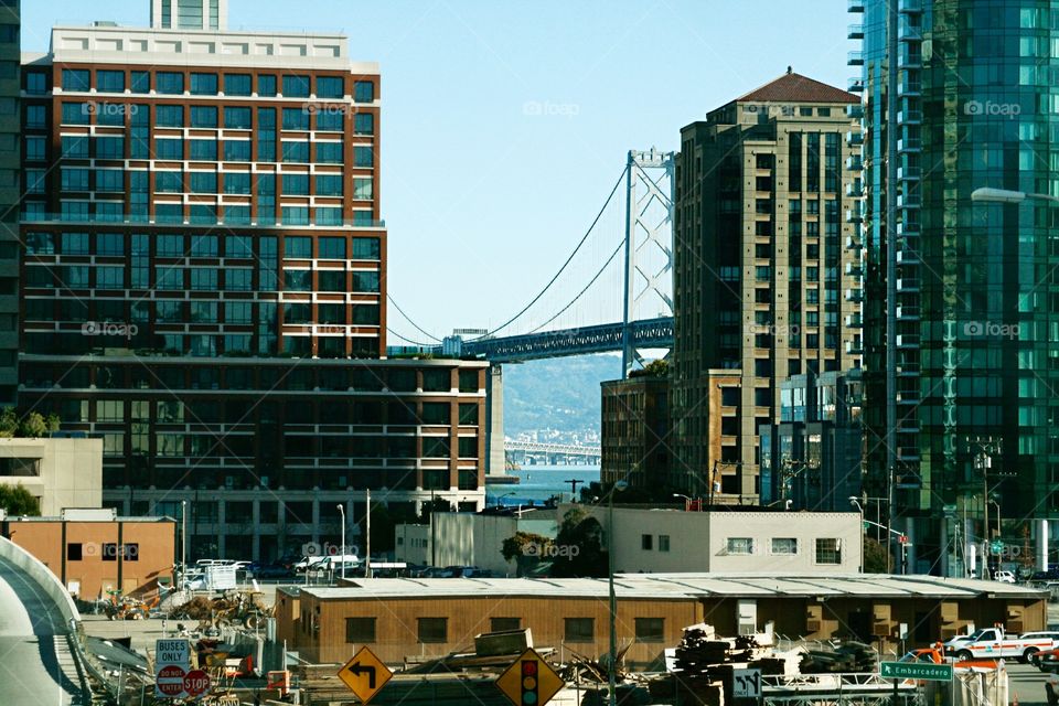 Cityscape with a bridge 