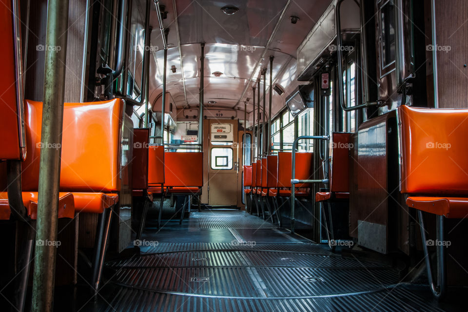 In the retro tram 