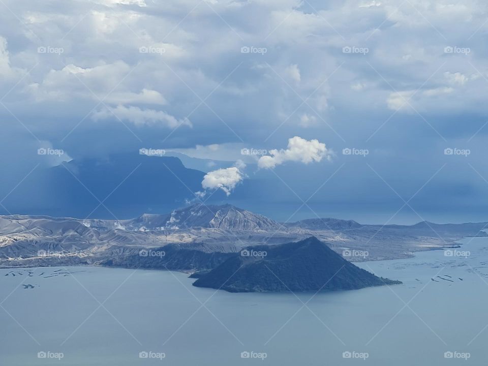 Upclose look at the steaming Taal Volcano