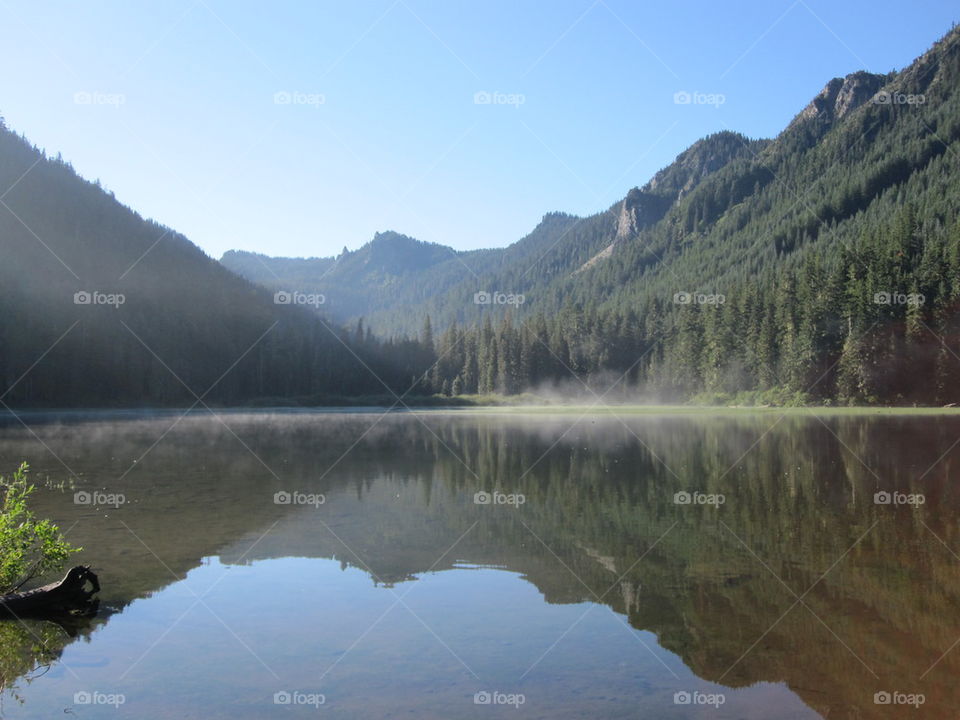 misty mountain lake
