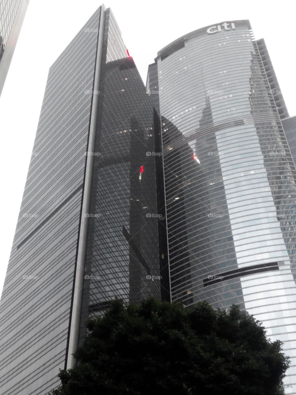Black and white city. hong kong skyskraper