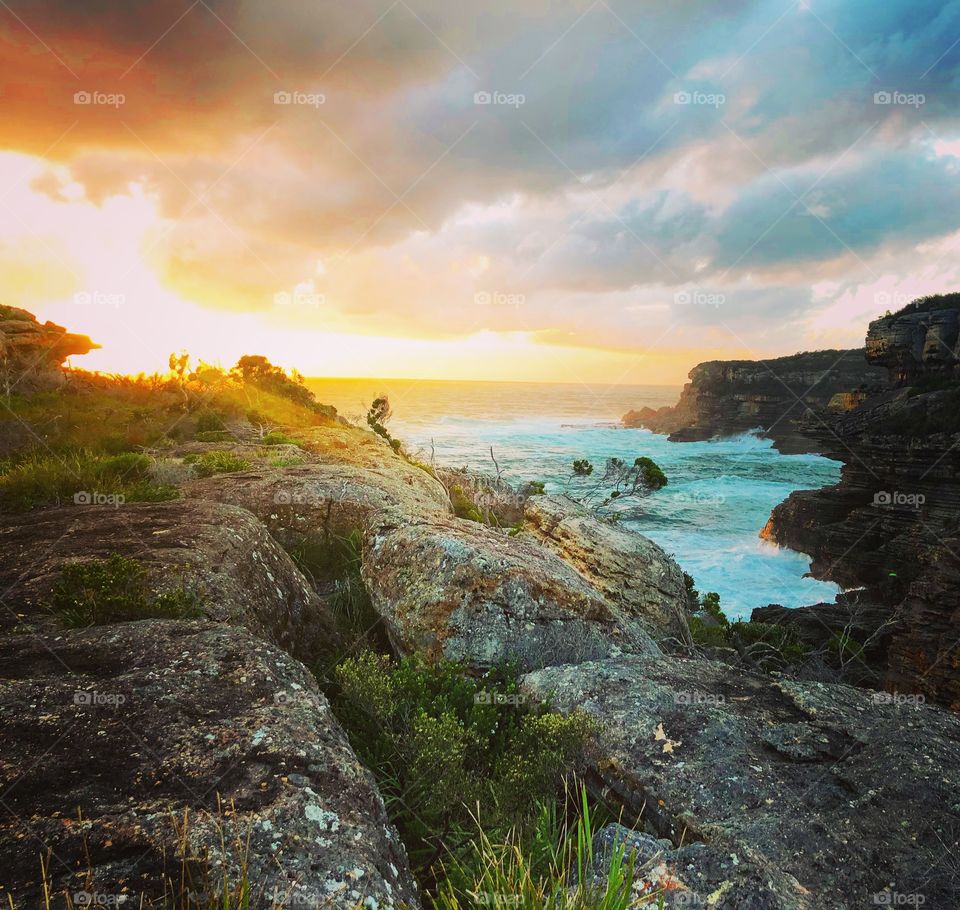 Sunrise over the sea cliffs Australia 